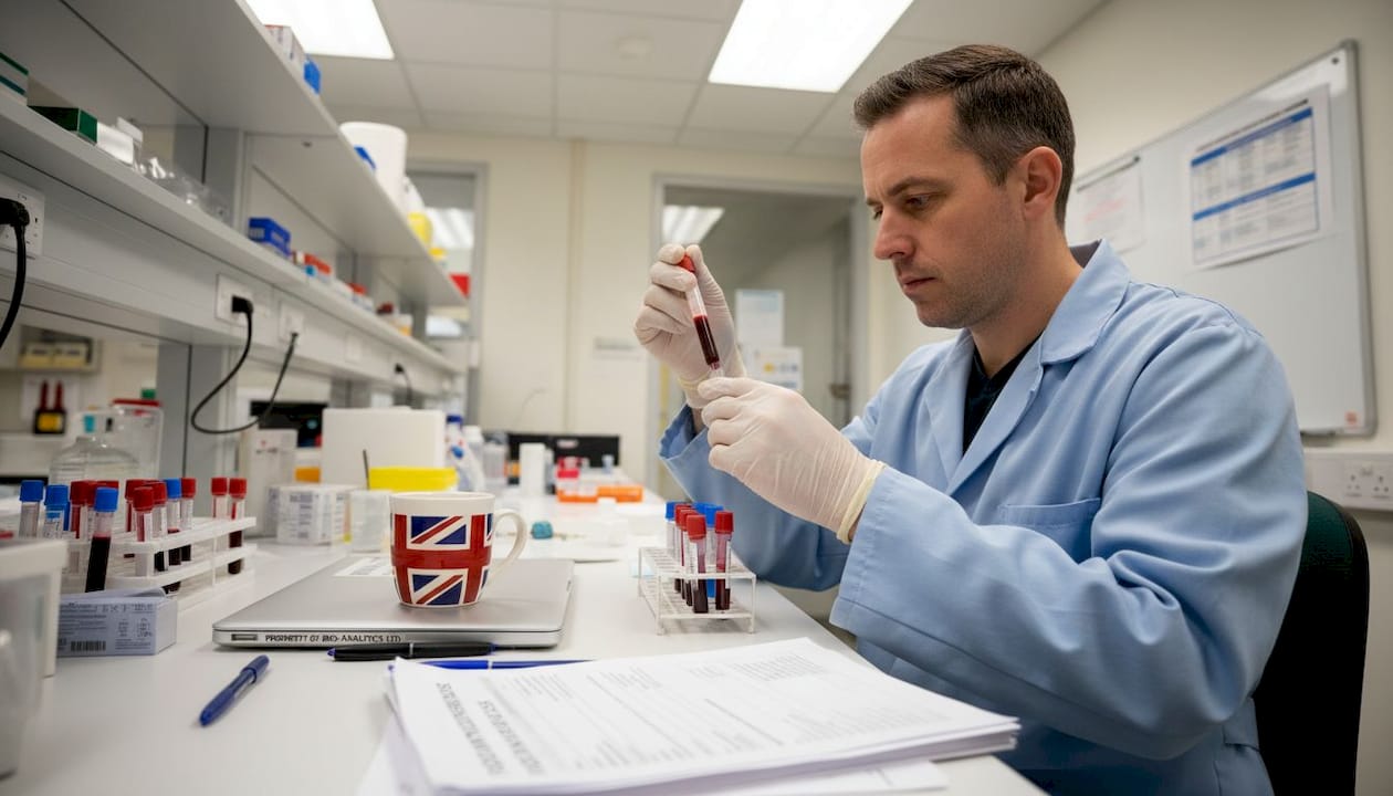 Lab technician preparing blood test sample
