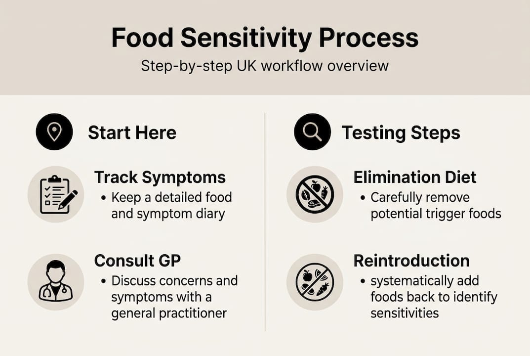 Infographic showing UK food sensitivity workflow steps