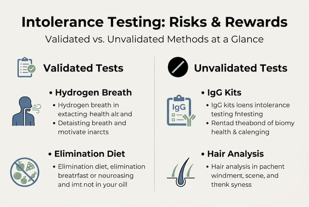 Infographic comparing risks and rewards of intolerance tests