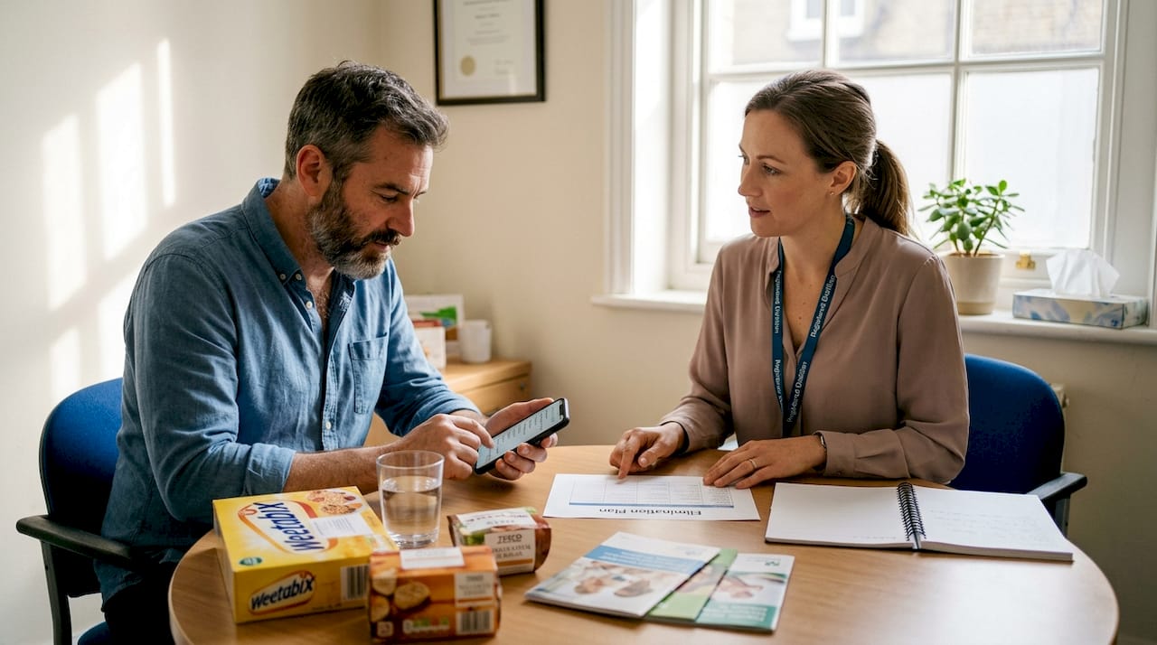 Client and dietitian discussing elimination plan