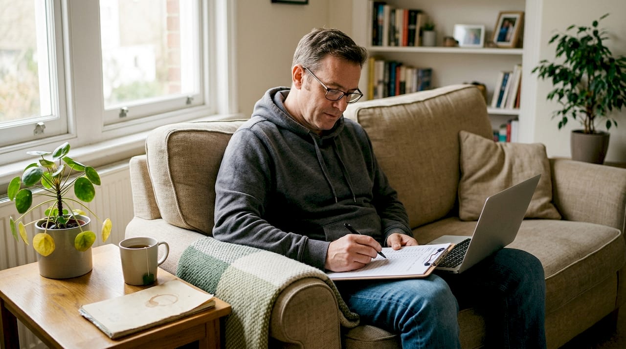 Person records symptoms in home diary