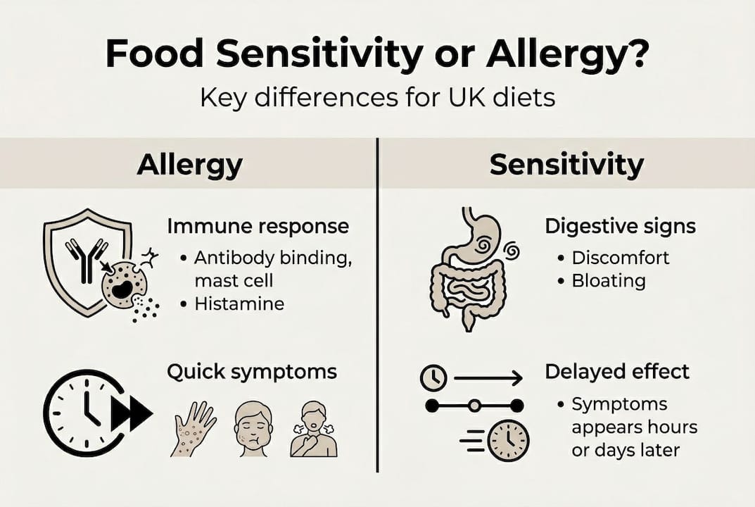 Infographic showing food sensitivity vs allergy differences
