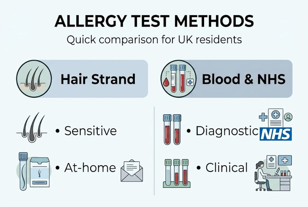 Infographic comparing allergy test methods