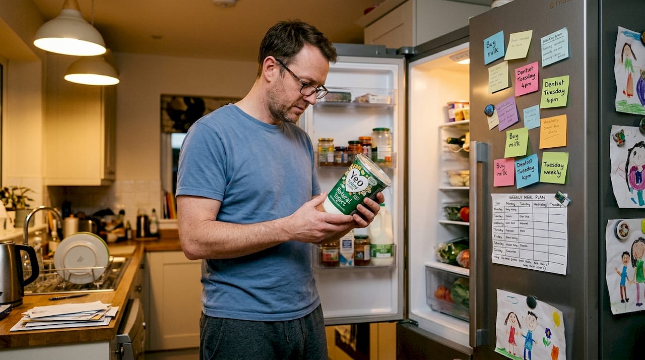 Man checking labels for food intolerance management