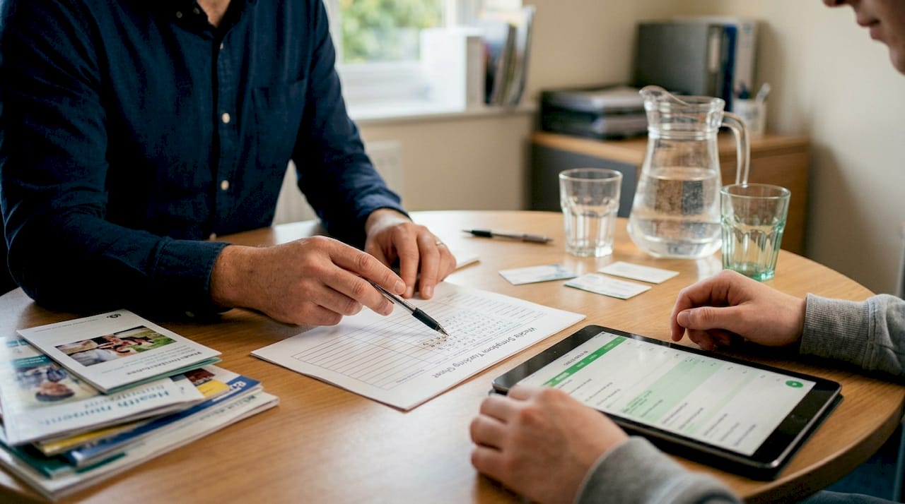 Dietitian and patient reviewing elimination diet notes
