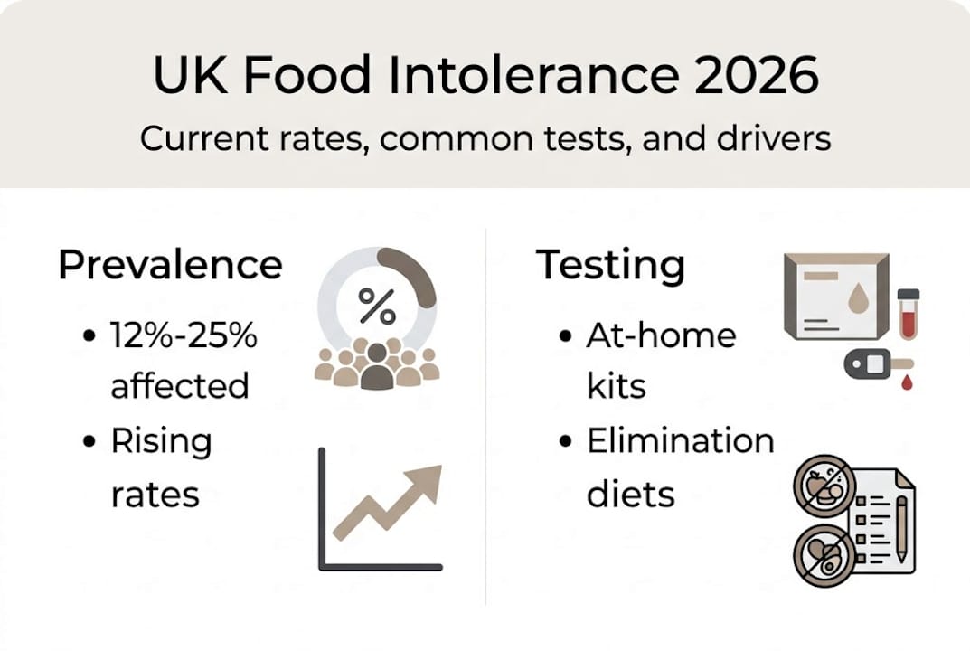 Infographic of UK food intolerance trends and tests