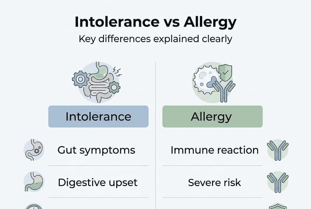 Infographic showing intolerance and allergy differences