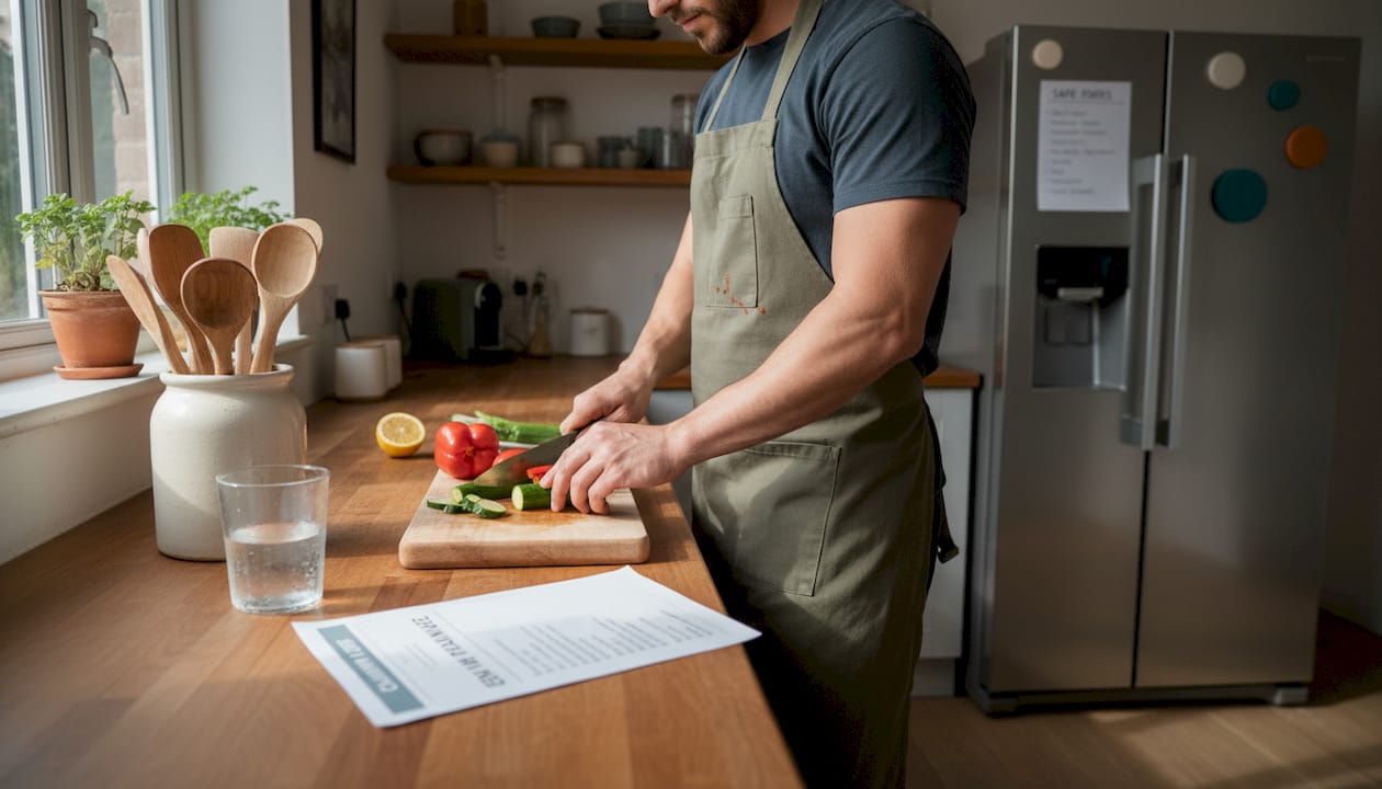 Man preparing meal for elimination diet