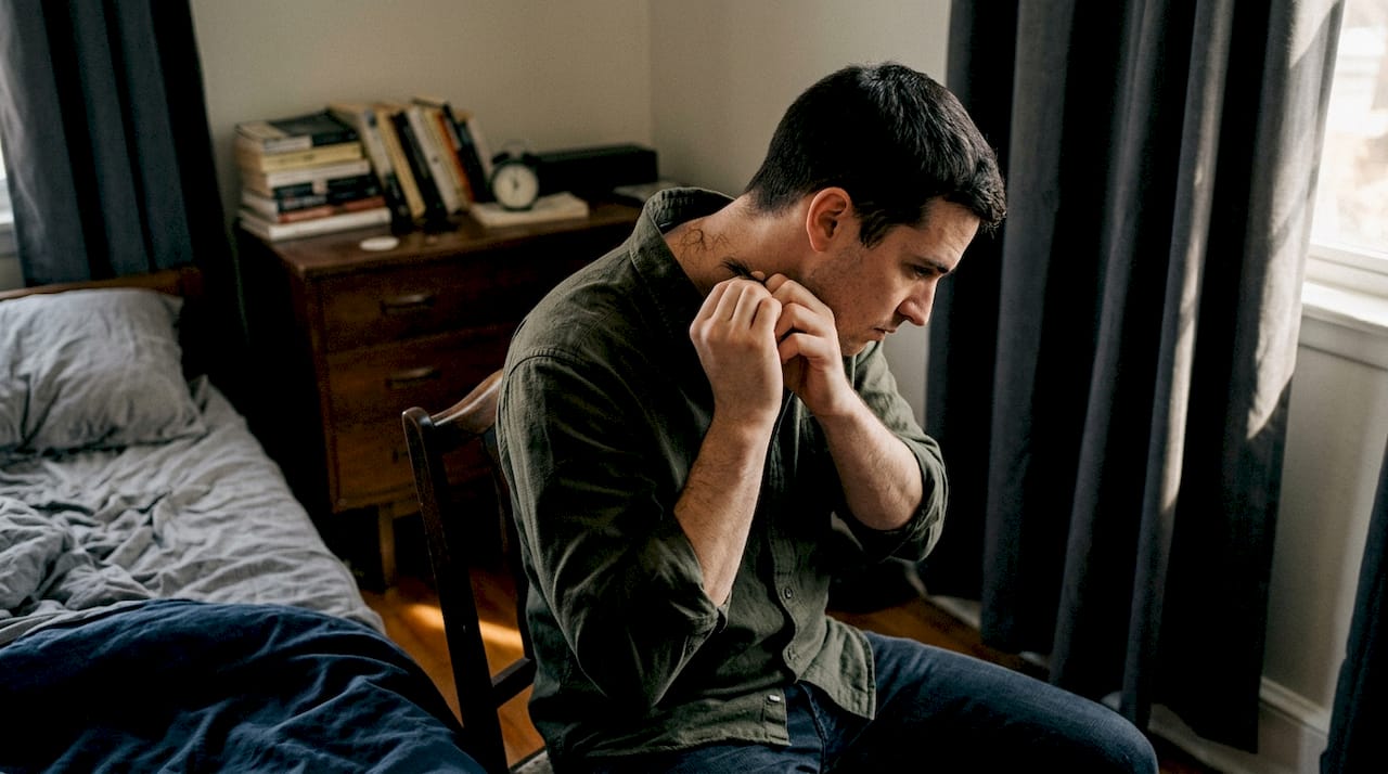 Person sectioning hair from back of head