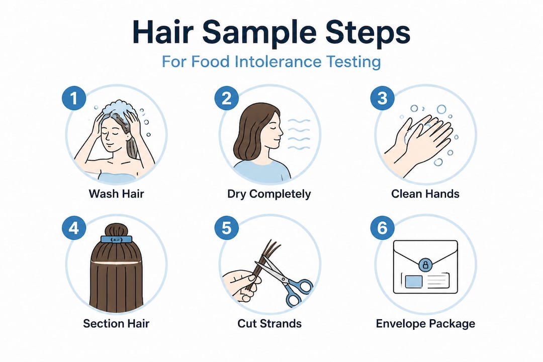 Infographic showing hair sample collection steps
