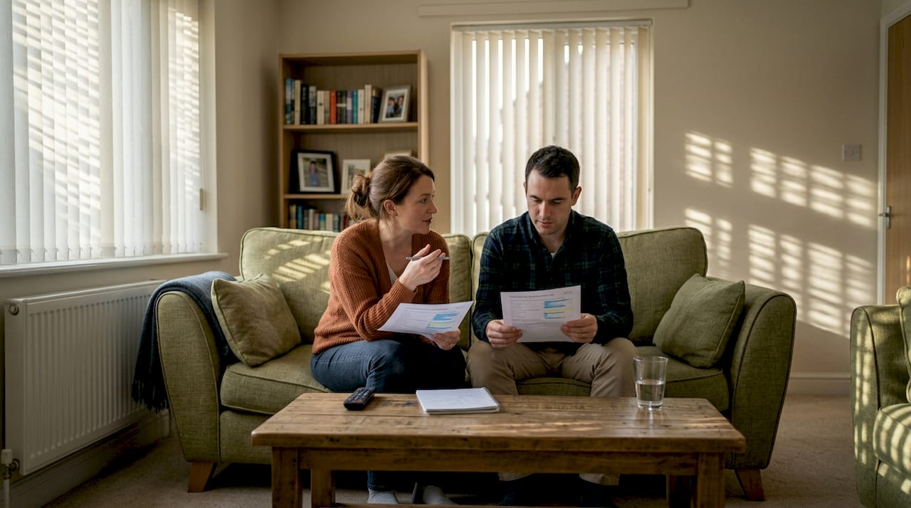 Couple reviewing food intolerance results at home