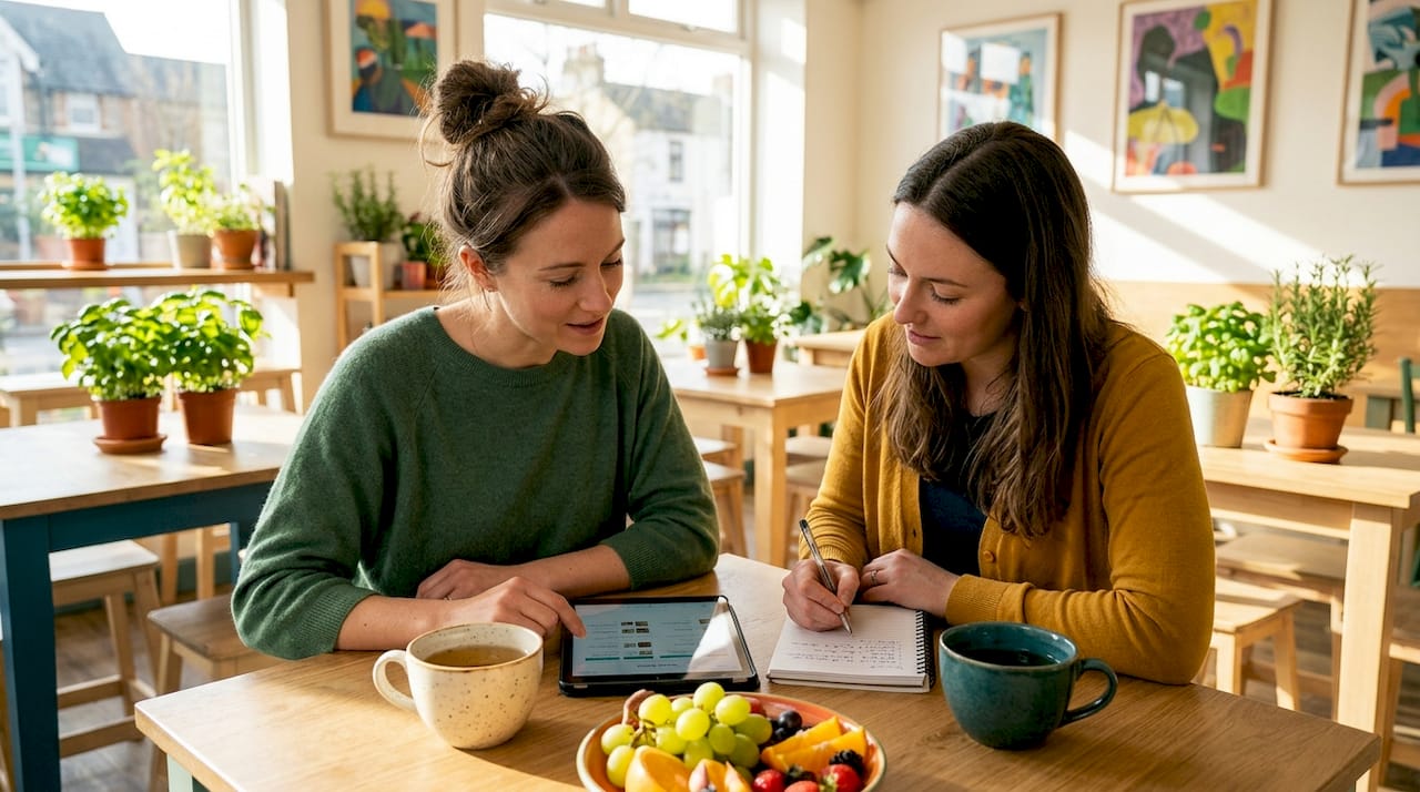 Dietitian and patient discussing food diary