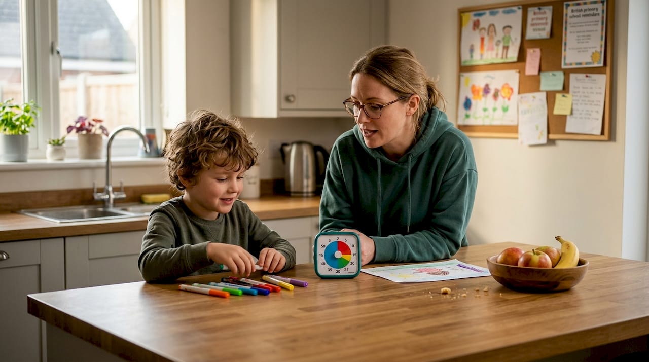 Parent using visual timer with child
