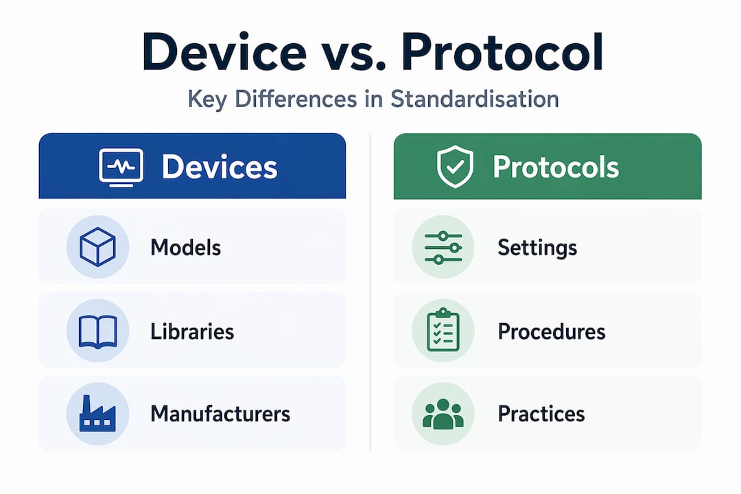 Infographic contrasting devices and protocols