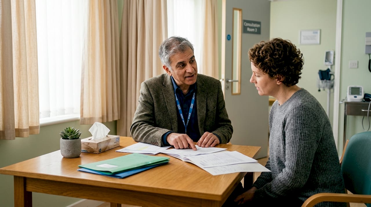 Doctor discussing test results with patient