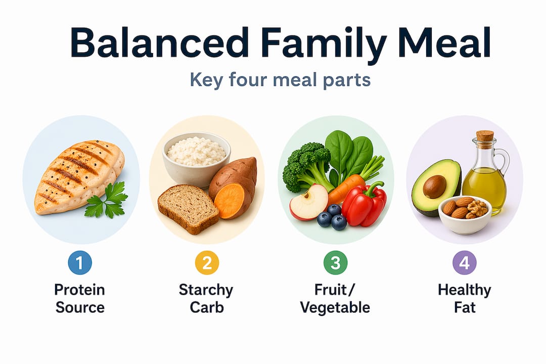 Infographic listing balanced meal components