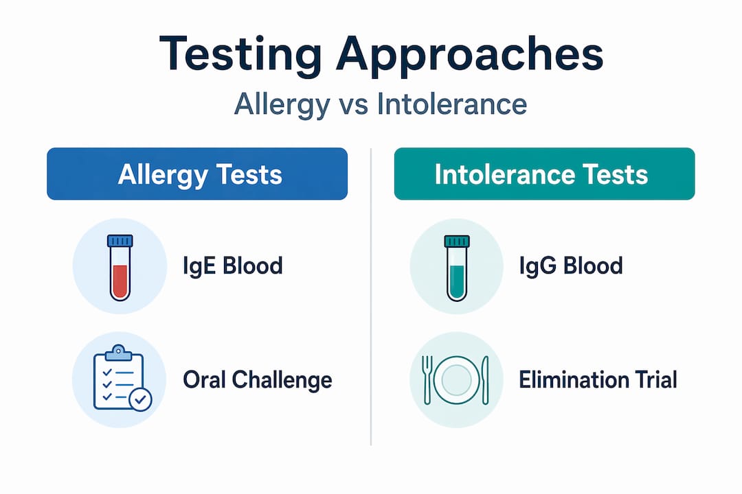 Infographic comparing allergy and intolerance tests