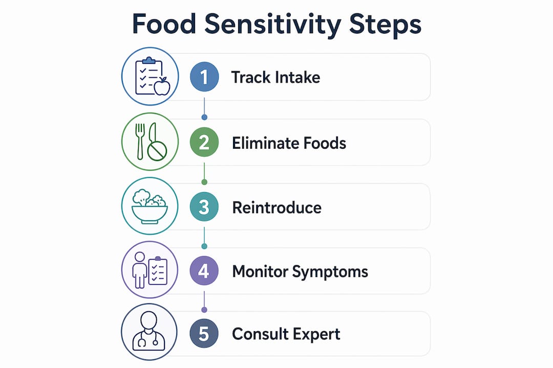 Infographic outlining steps to identify food sensitivities