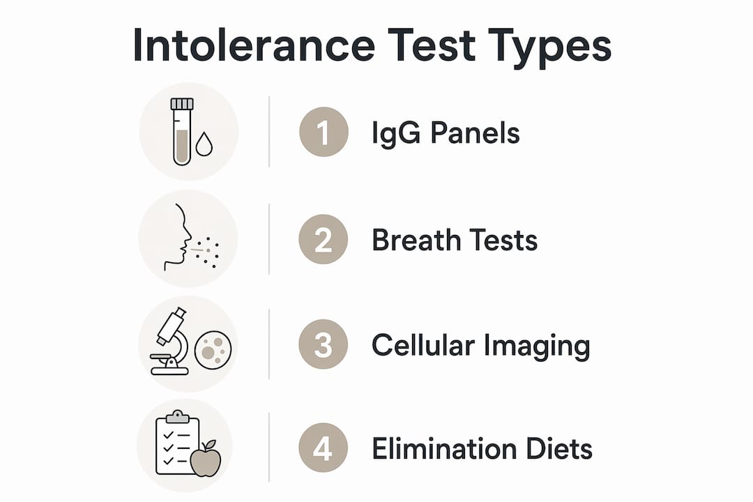 Infographic showing main intolerance technology test types