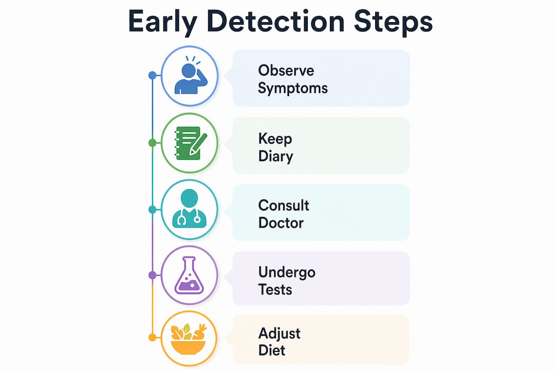 Infographic outlining early food intolerance detection steps
