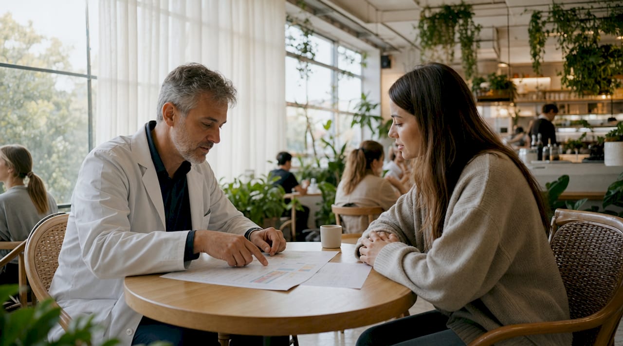 Doctor explaining gut health test results