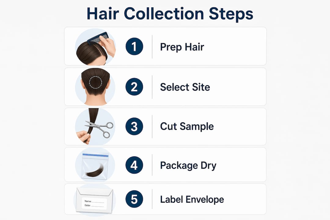 Infographic illustrating hair sample collection steps
