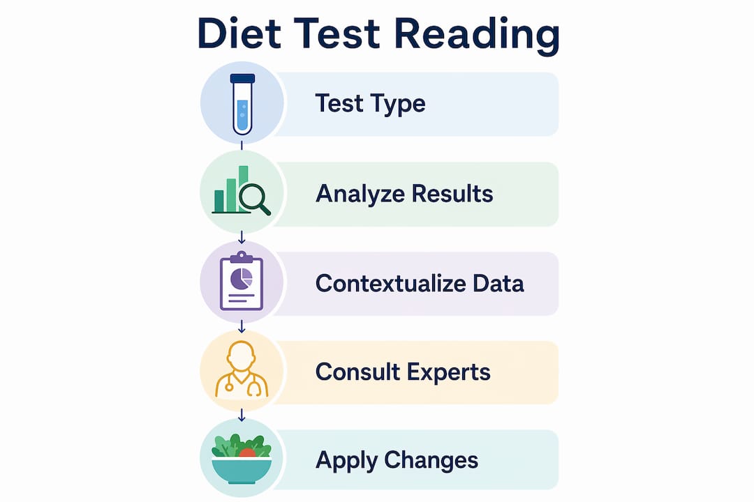 Infographic showing steps for diet test interpretation