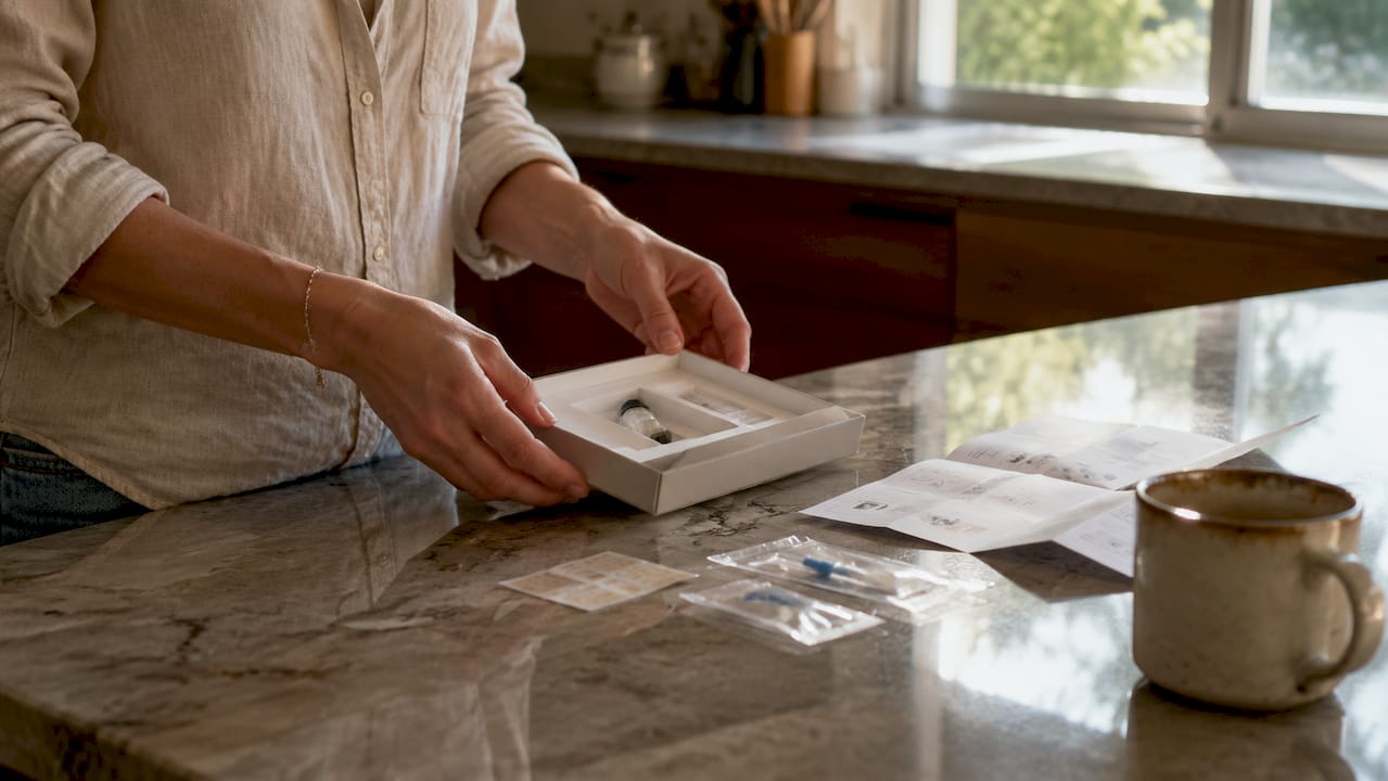Hands preparing holistic food sensitivity test kit