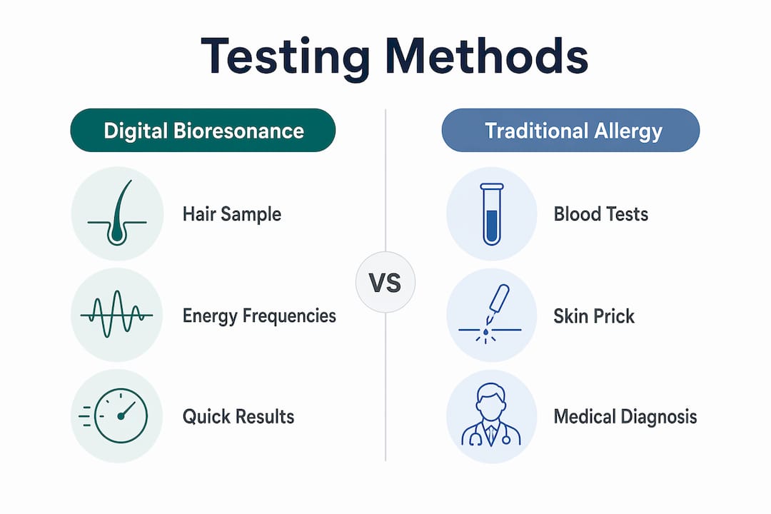 Infographic comparing intolerance report and allergy test