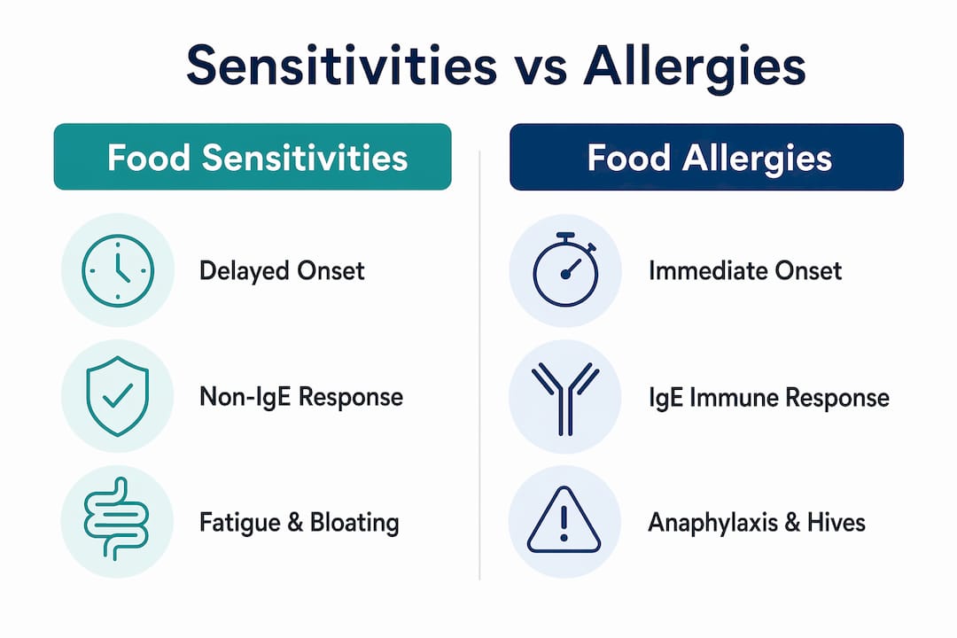 Infographic comparing hidden sensitivities and allergies