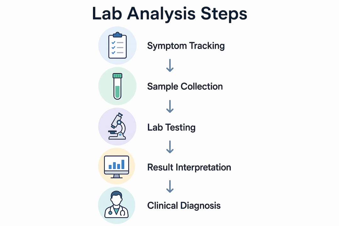 Infographic outlining lab analysis process for intolerance