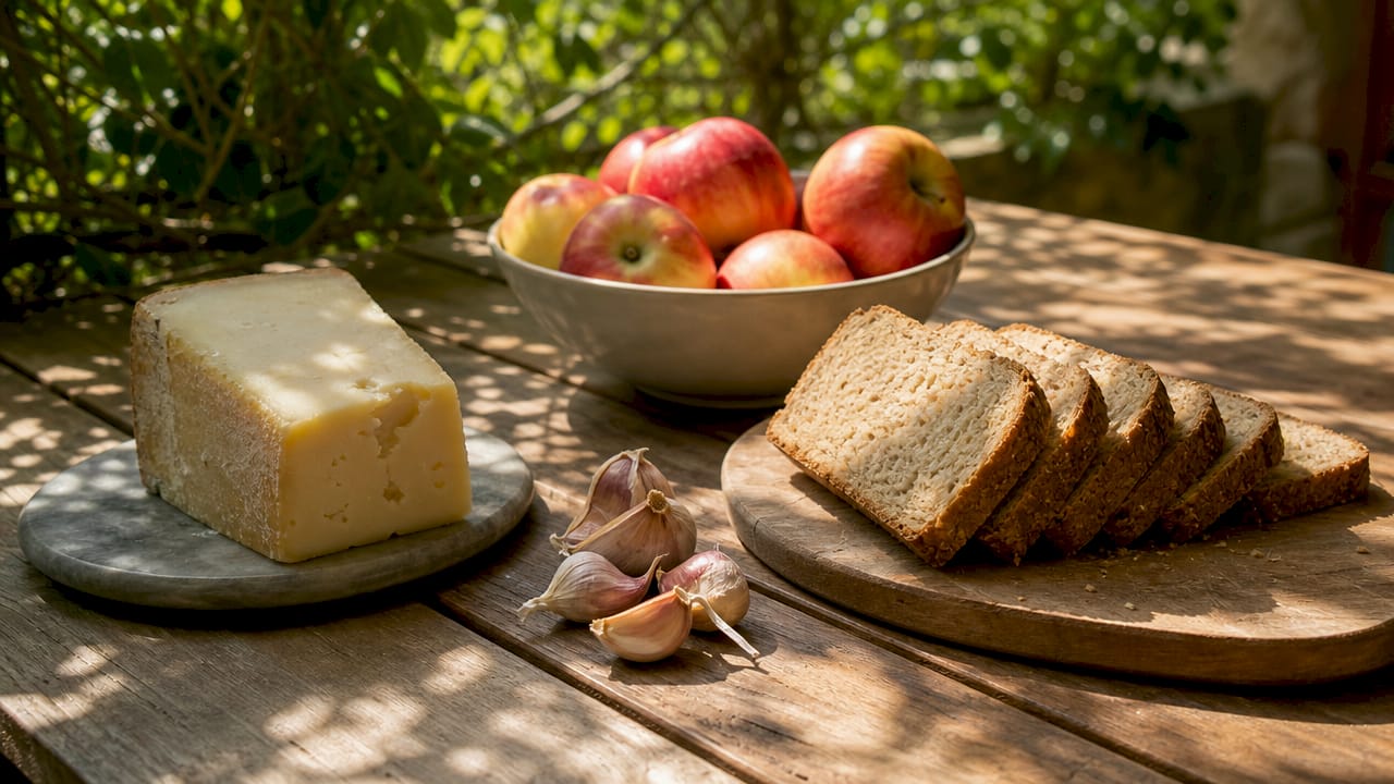 Close-up of common intolerance foods on cutting board