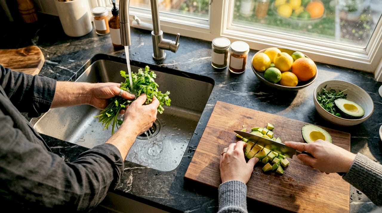 Hands preparing food highlighting allergy and intolerance