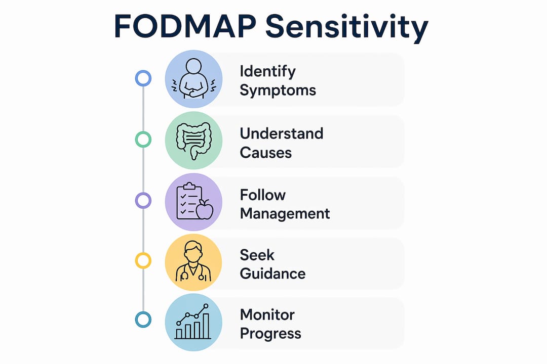 Infographic showing FODMAP sensitivity process steps