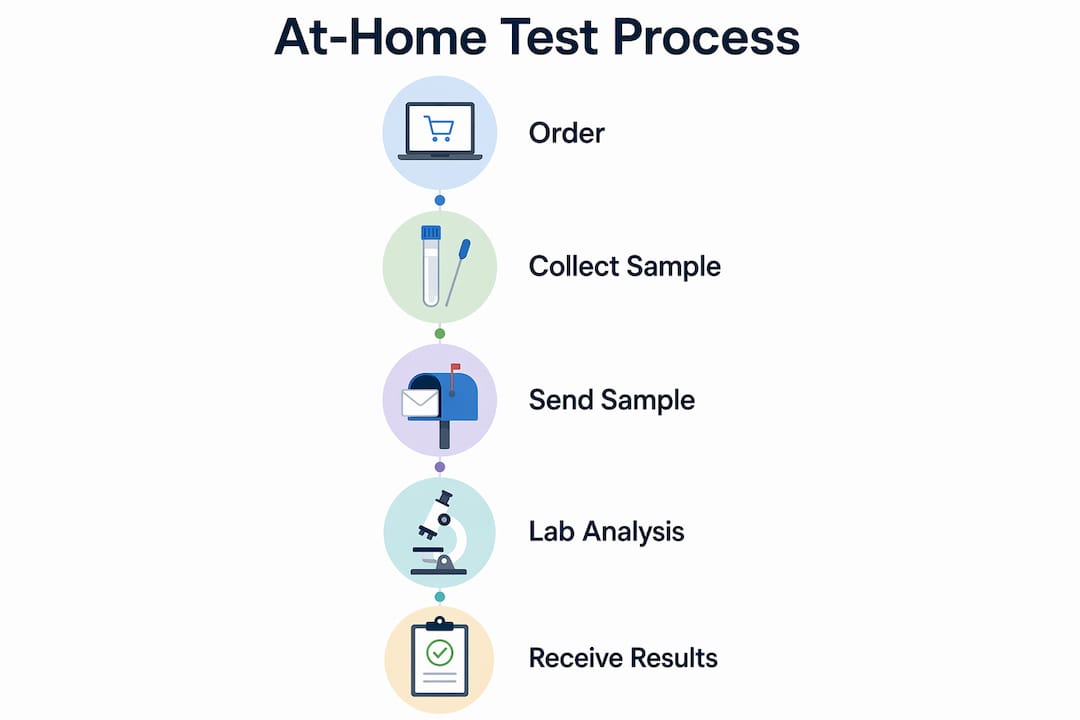 Infographic showing at-home health test process in five steps