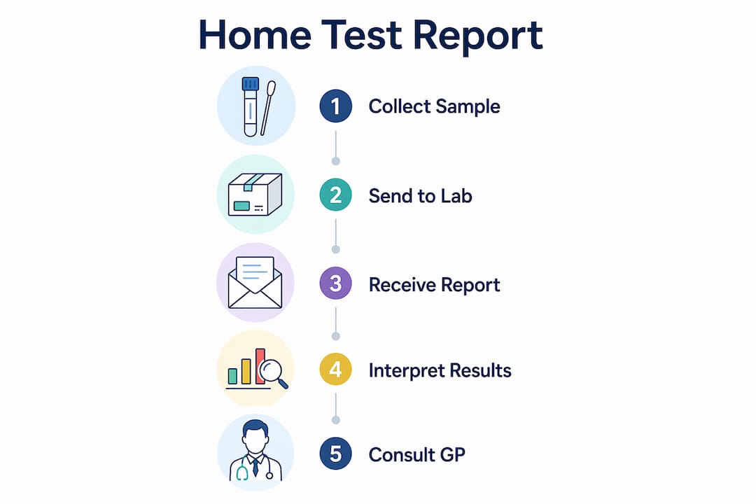 Infographic showing steps to interpret home test report