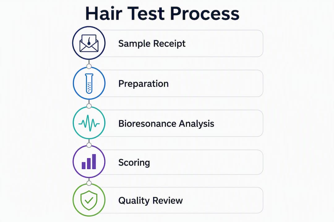 Infographic showing hair test laboratory steps