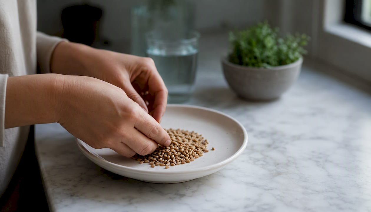 Hands serving measured portion for elimination diet