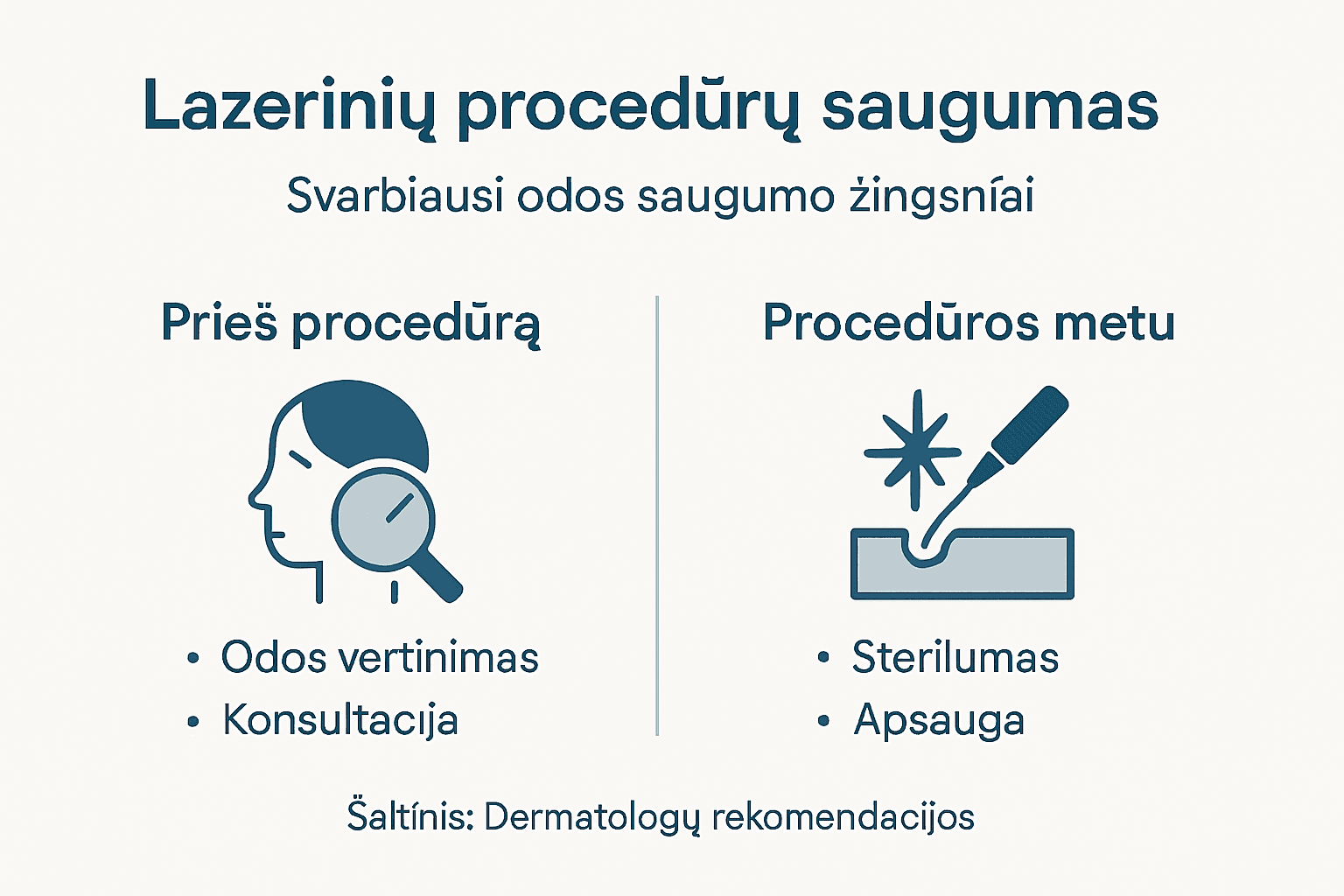 Vizualiai pateikti lazerių saugos žingsniai