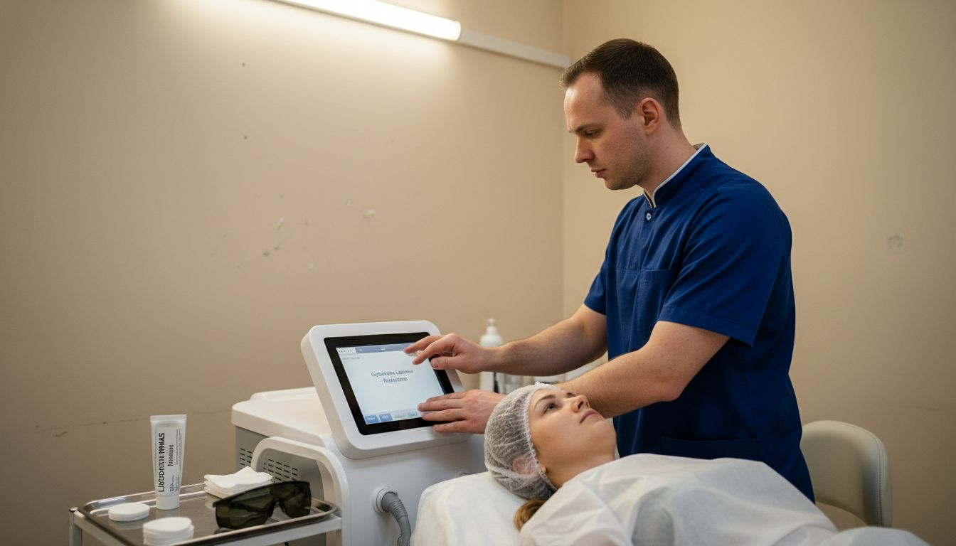 Specialistas ruošia lazerinę įrangą gydymui