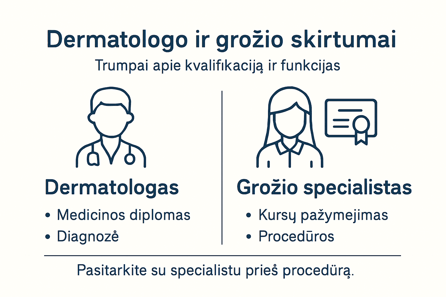 Vizualus gidas: kuo skiriasi dermatologas nuo grožio specialisto?