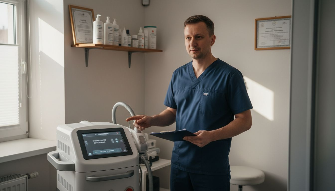 Dermatologė dirba su aleksandrito lazeriu