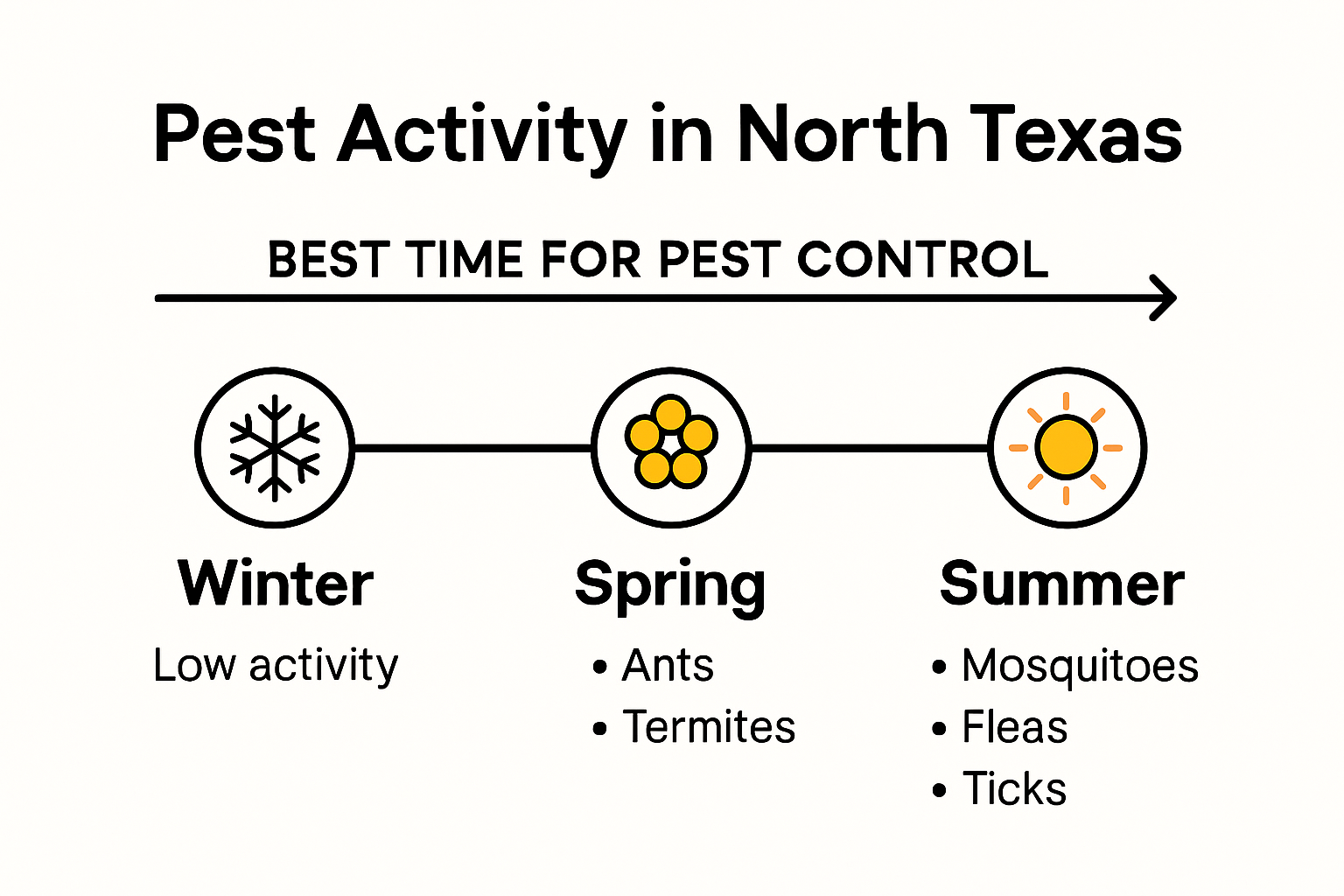 Seasonal pest control timing and activity infographic