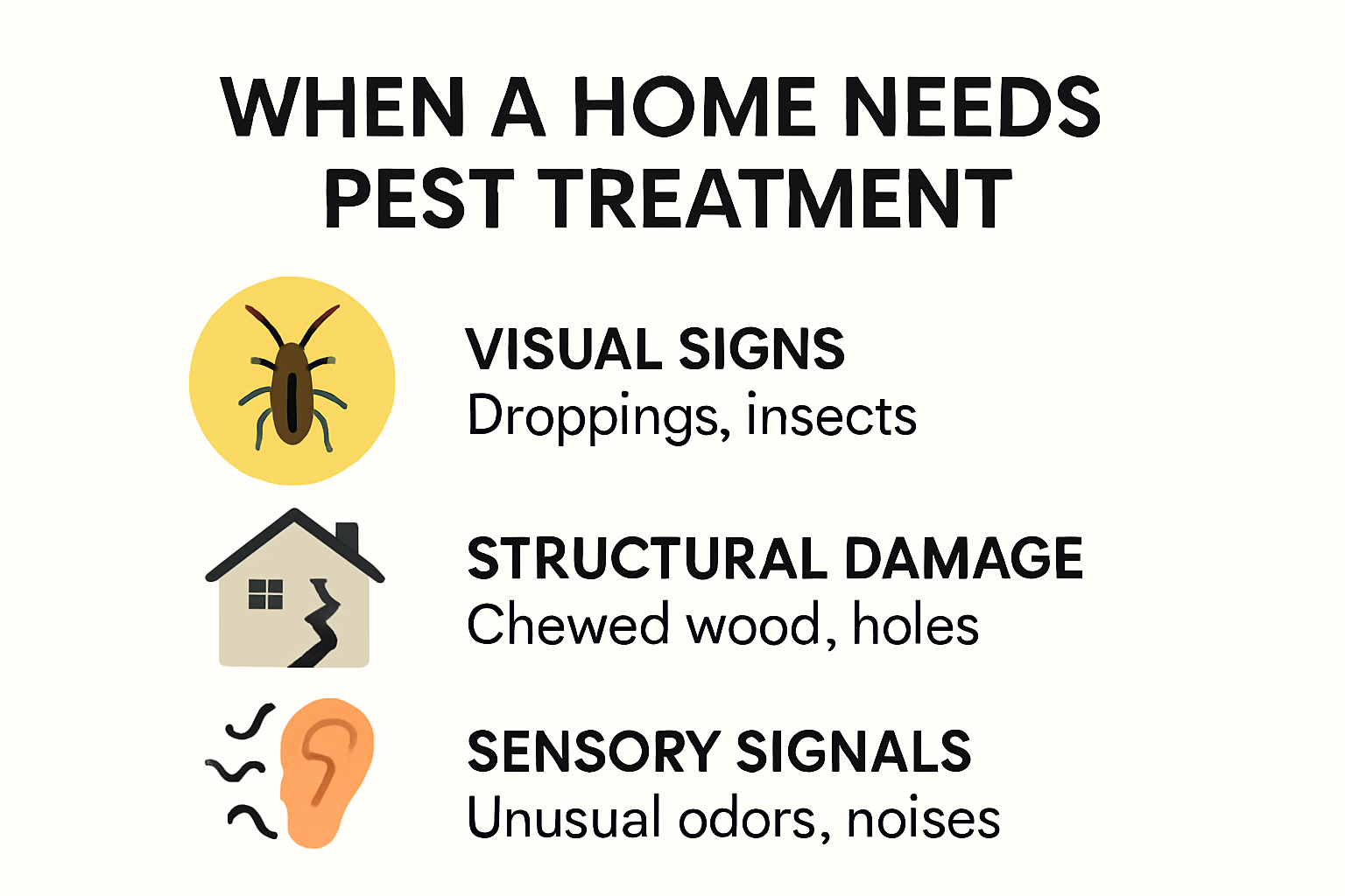 Infographic showing key pest infestation warning signs