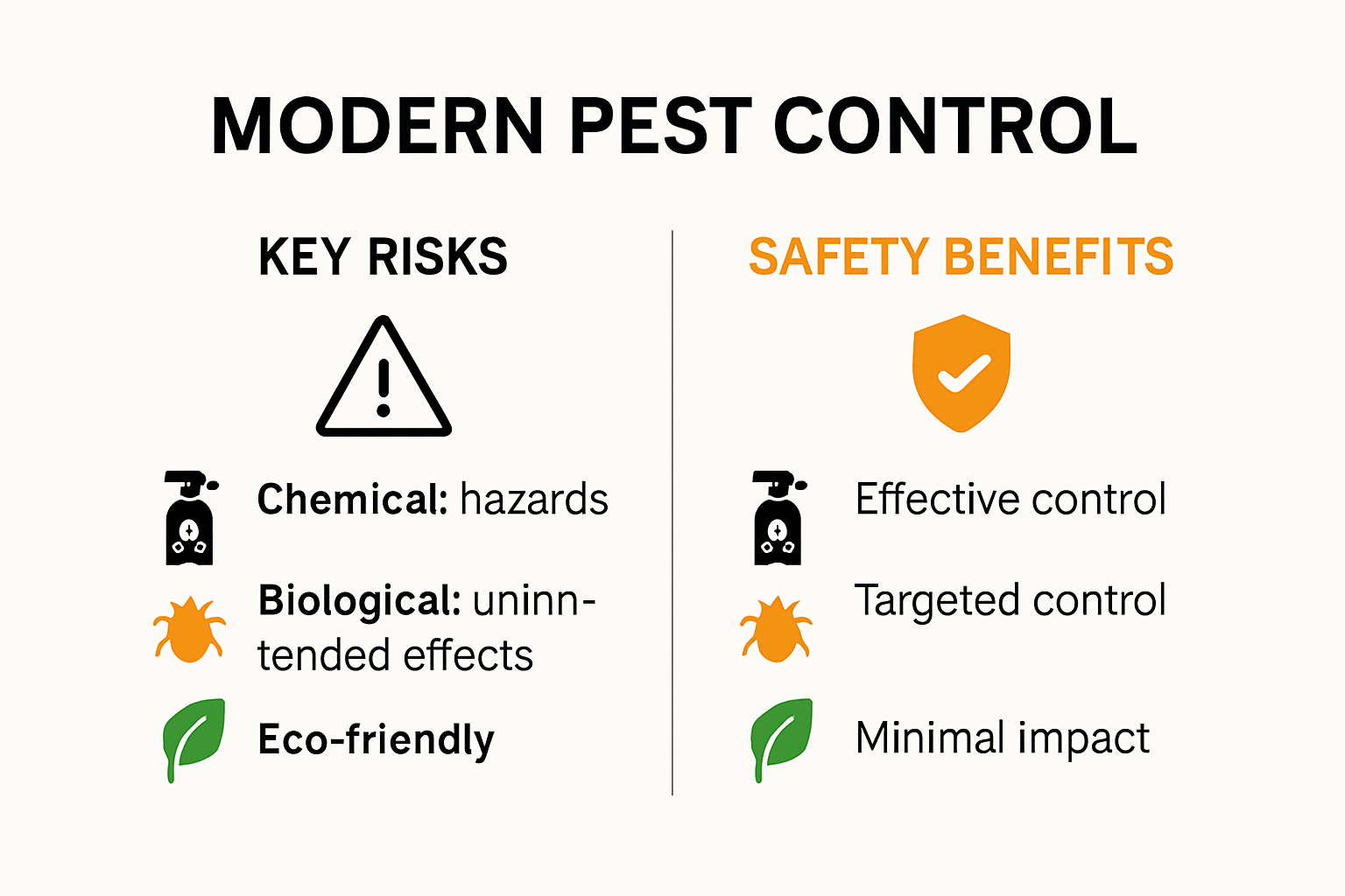 Infographic comparing pest control safety risks and benefits