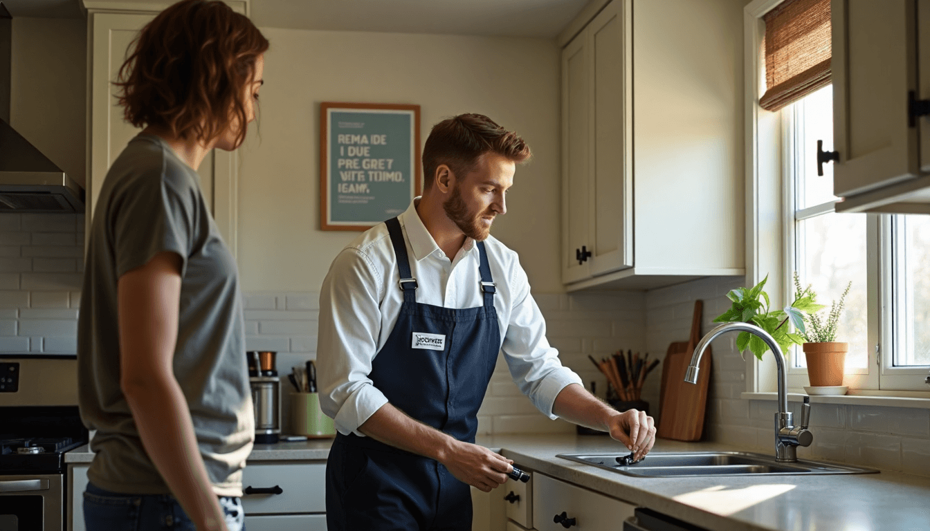 Pest Control vs Extermination: What Texas Homeowners Need to Know 2025 Technician inspects under kitchen sink as homeowner observes