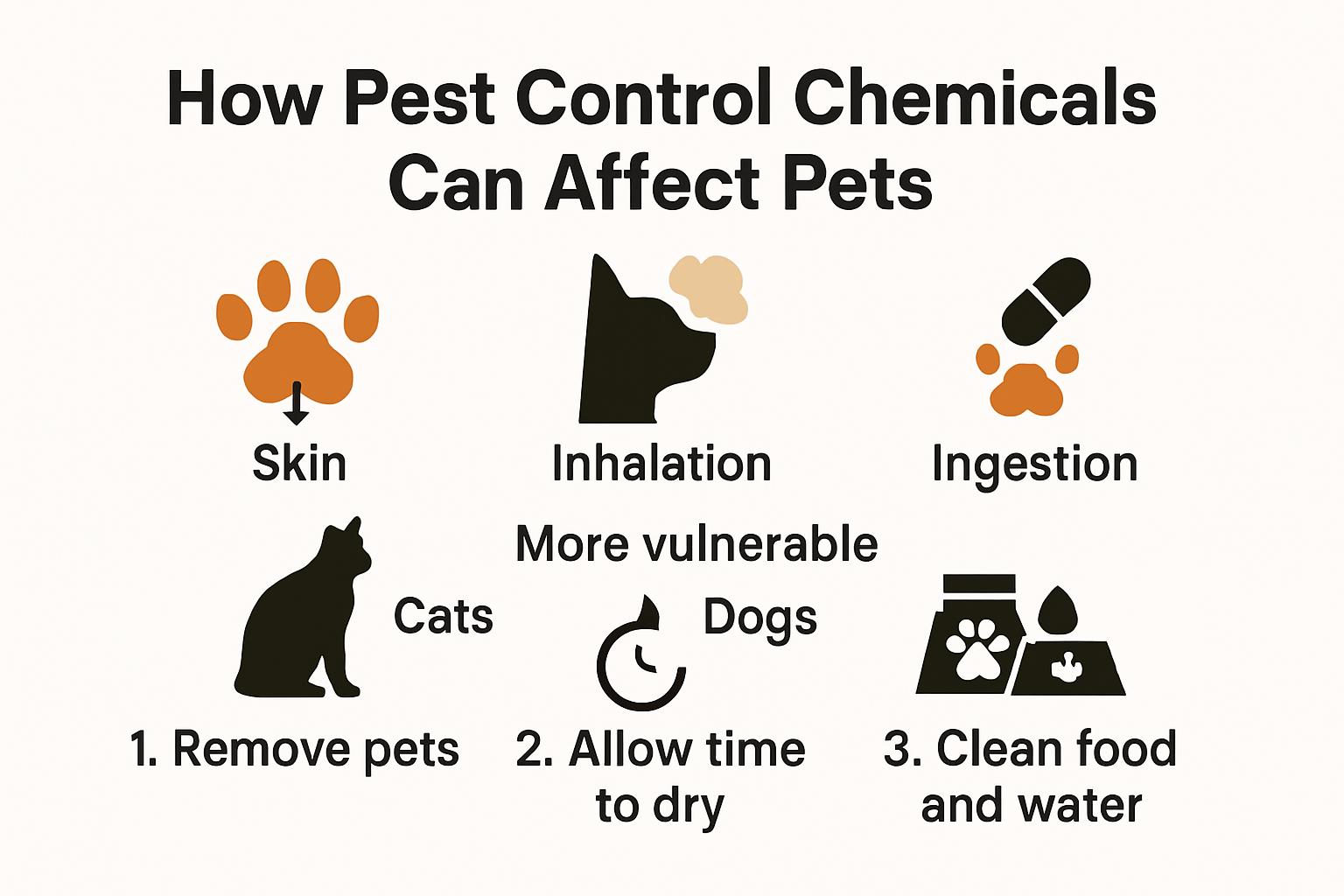 Is Pest Control Safe for Pets? Infographic showing pet exposure risks and safety practices during pest control