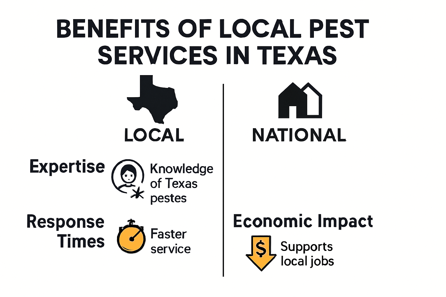 Infographic comparing local and national pest services benefits