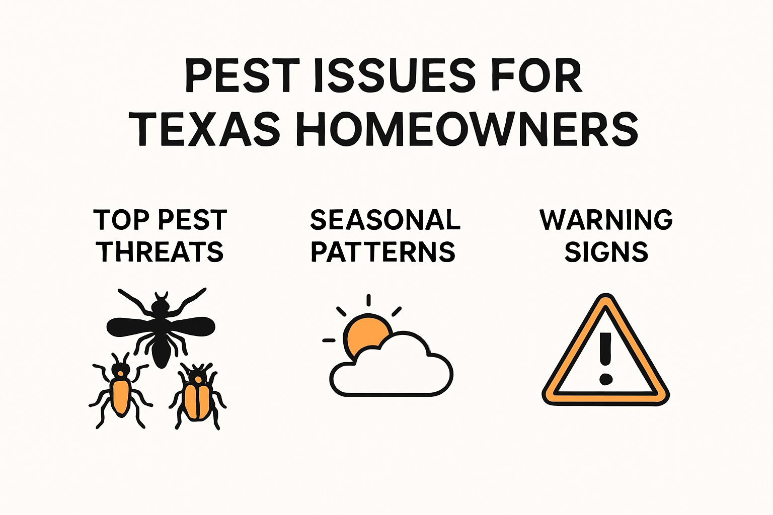 Infographic illustrating frequently asked pest questions in Texas homes