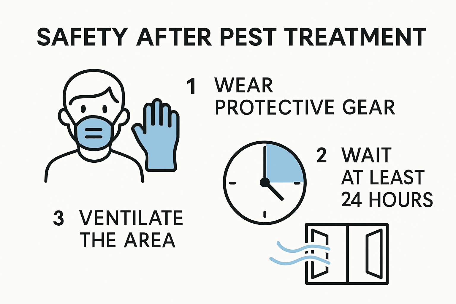 How to Clean After Pest Treatment Safety steps before cleaning after pest treatment infographic